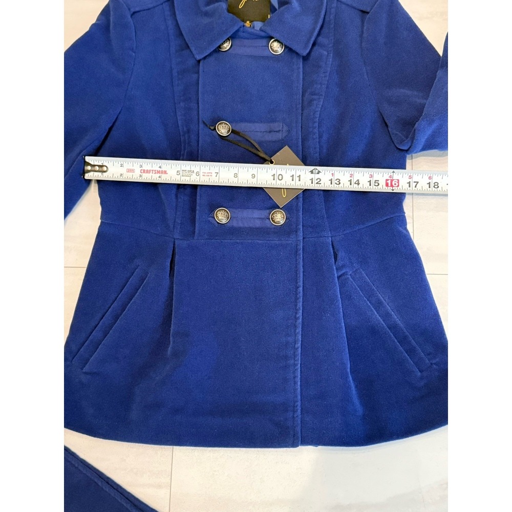 Rare! Jack London Royal Blue Double Breasted Velvet Pea Coat Jacket Size M NWT - Picture 10 of 12